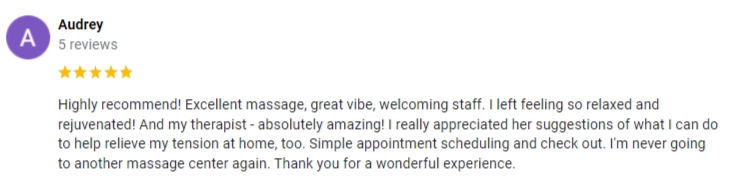 Massage Therapy The Woodlands TX Audrey Testimonial