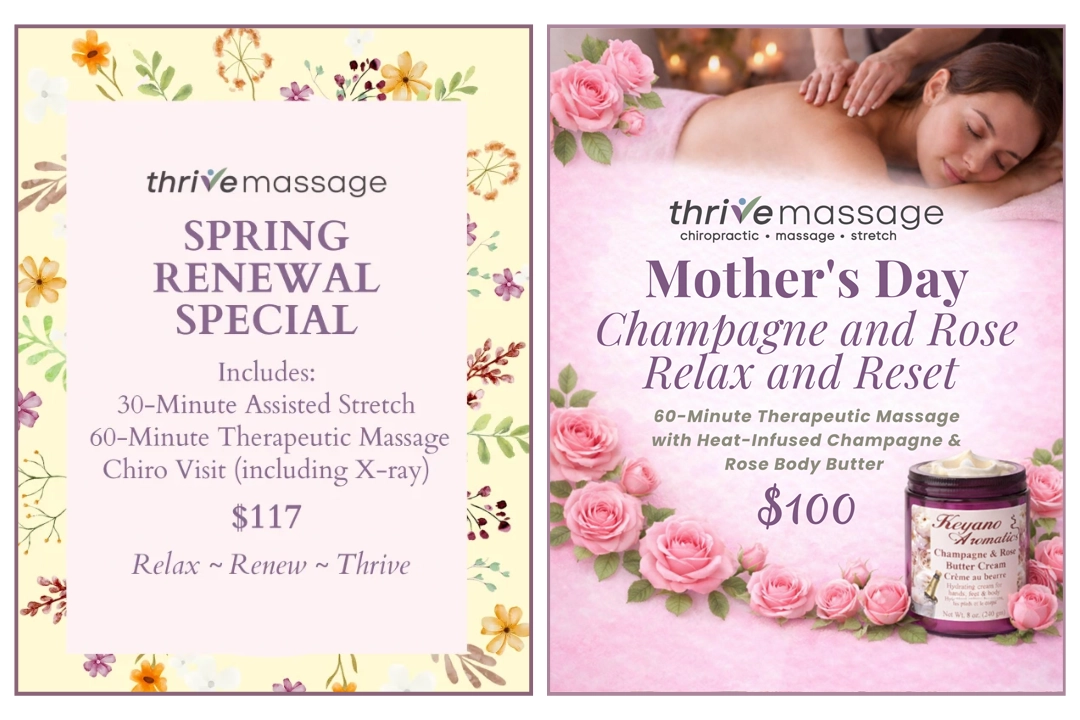 Massage Therapy The Woodlands TX Thrive Mother's Day And Spring Special